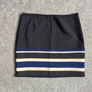 White House Black Market black mini striped formal work skirt women's size 12